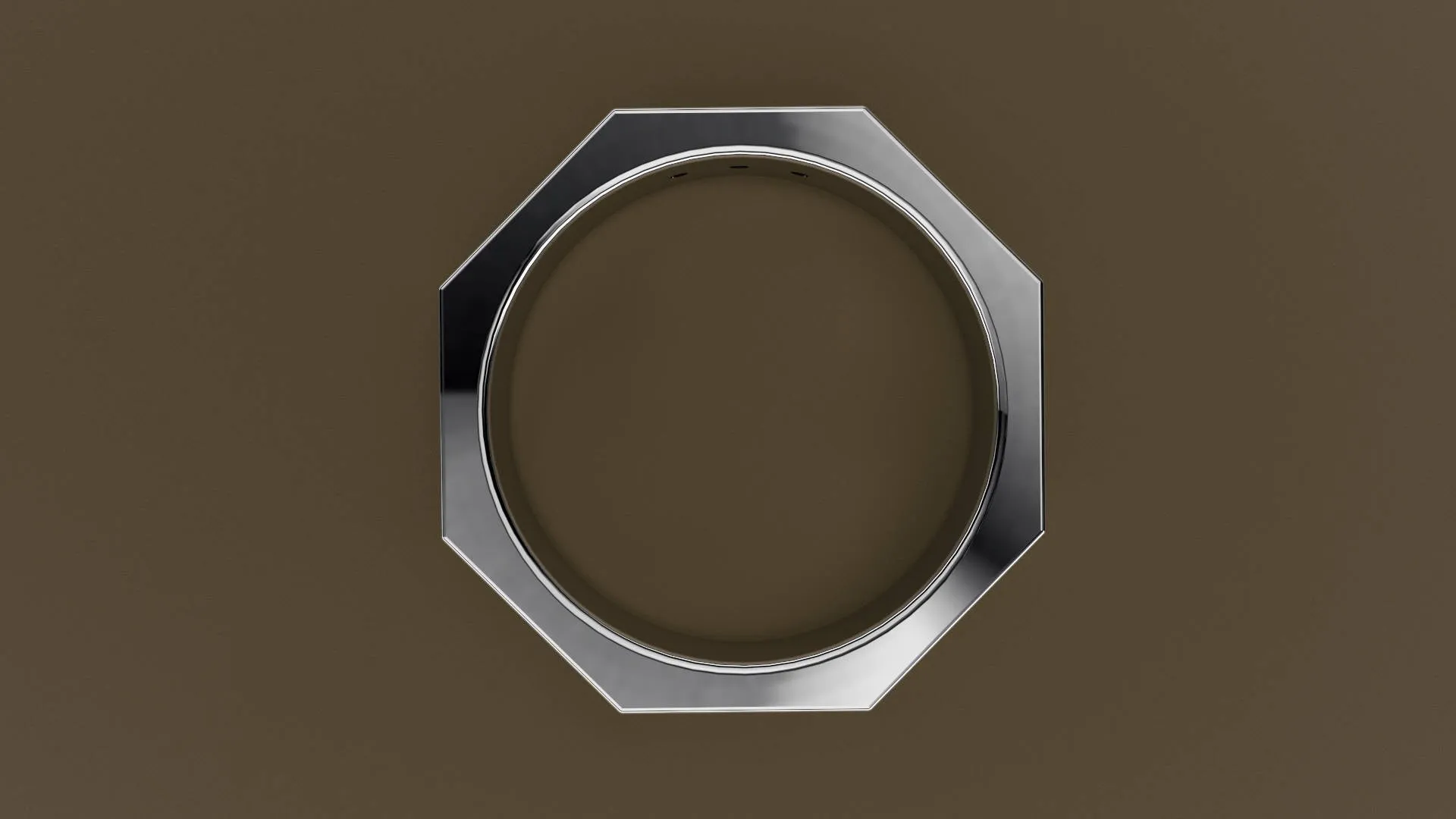 Brushed White Gold Black Diamond 6mm Octagon Wedding Band