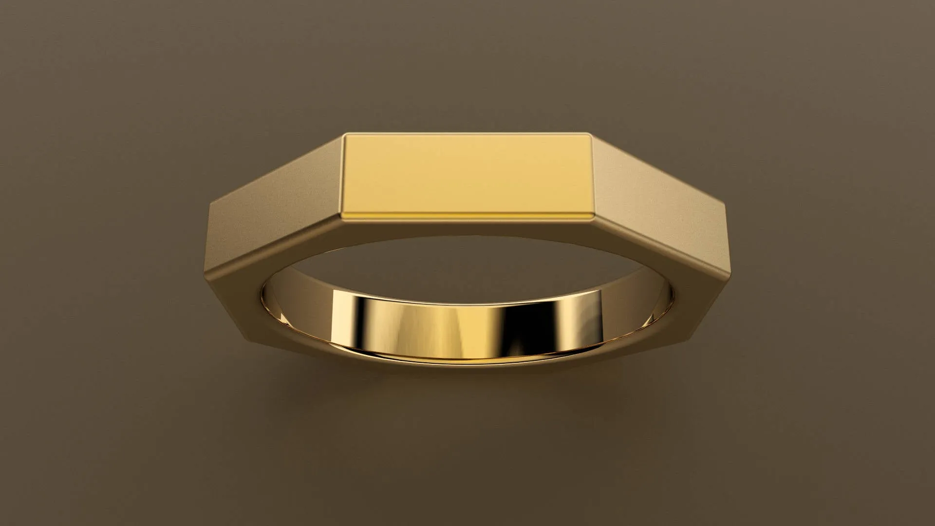 Brushed Yellow Gold 4mm Octagon Bolt Wedding Band