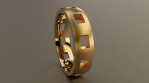 Brushed Yellow Gold 6mm Cutout Wedding Band