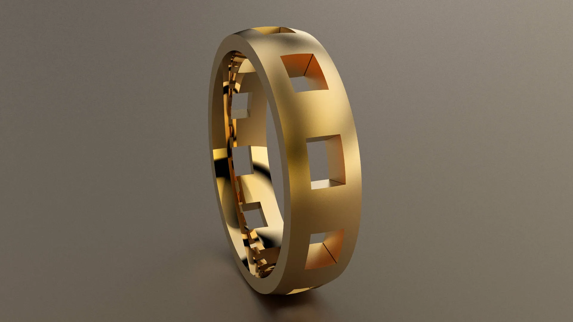 Brushed Yellow Gold 6mm Cutout Wedding Band