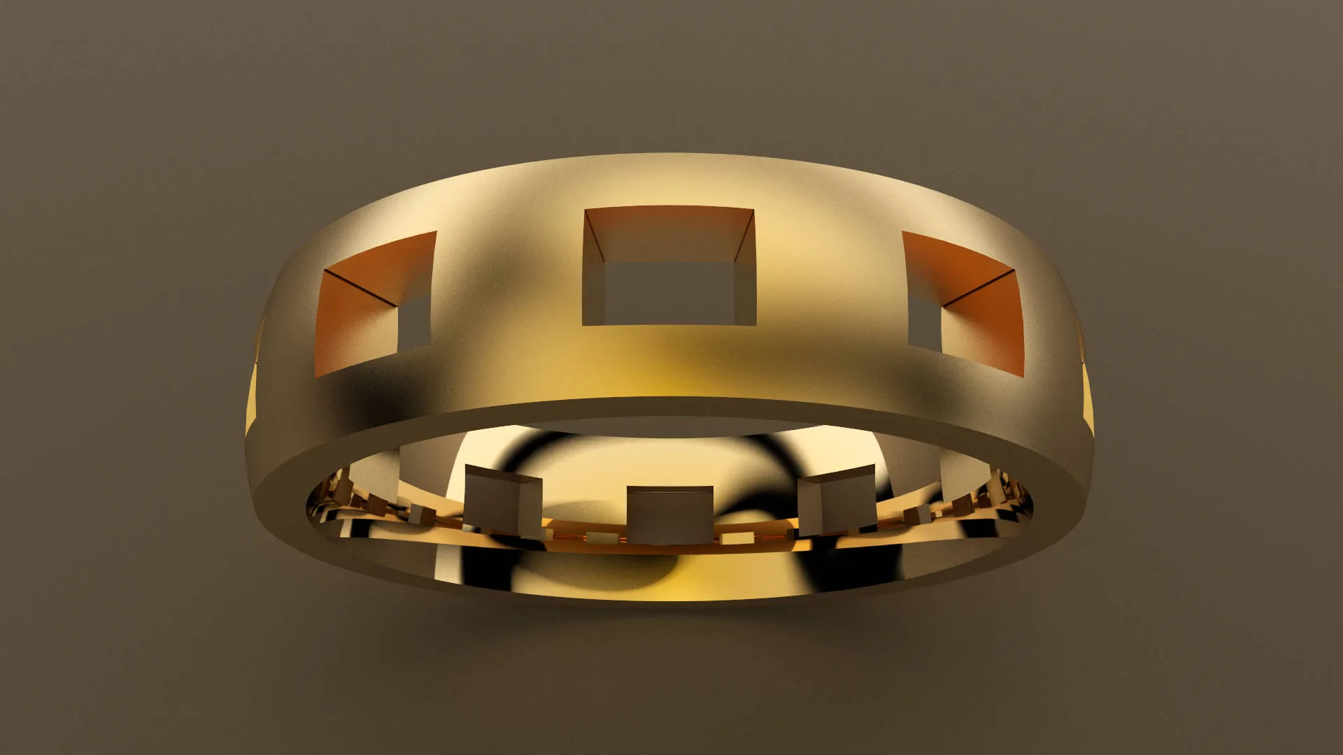 Brushed Yellow Gold 6mm Cutout Wedding Band