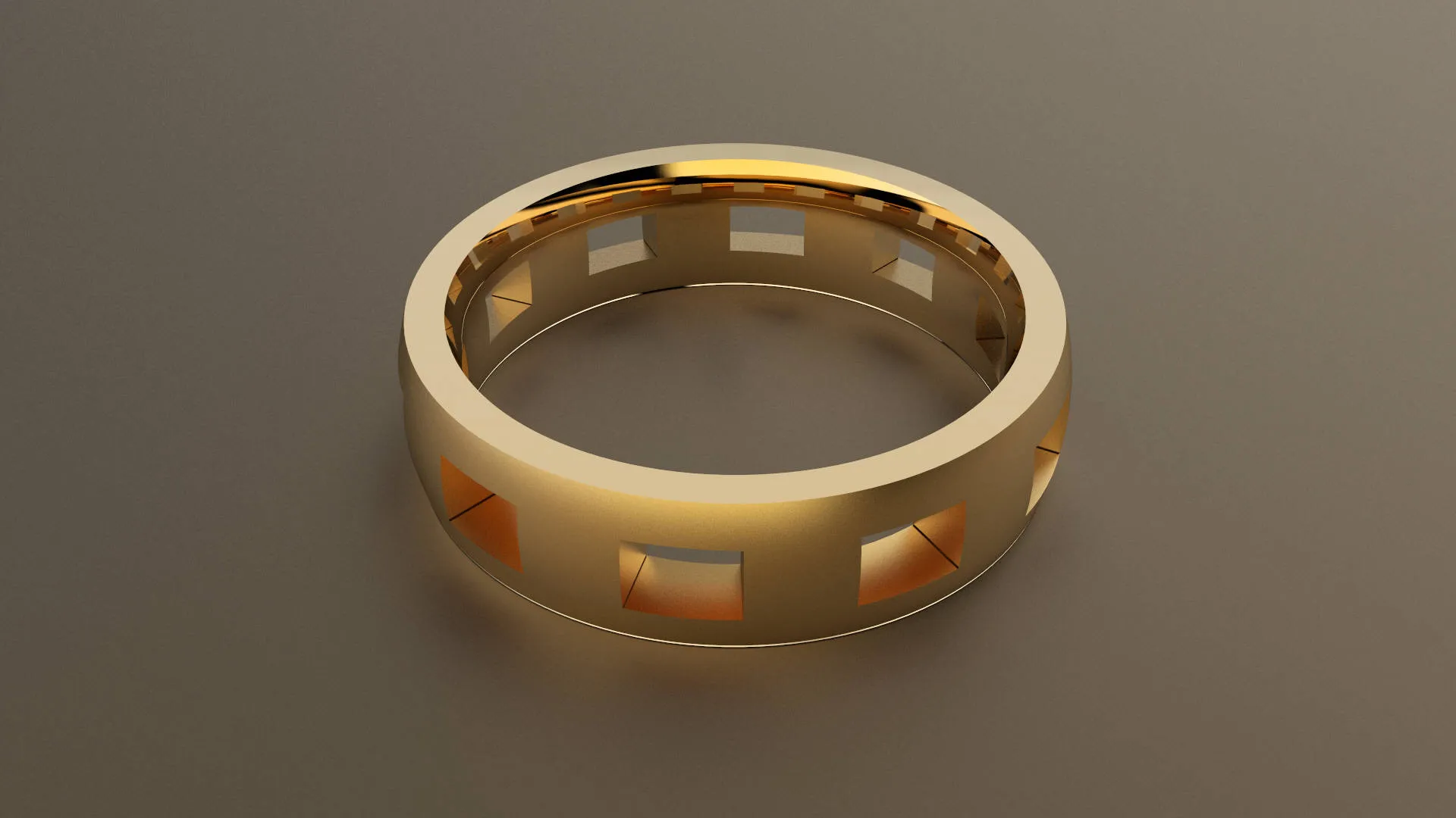 Brushed Yellow Gold 6mm Cutout Wedding Band