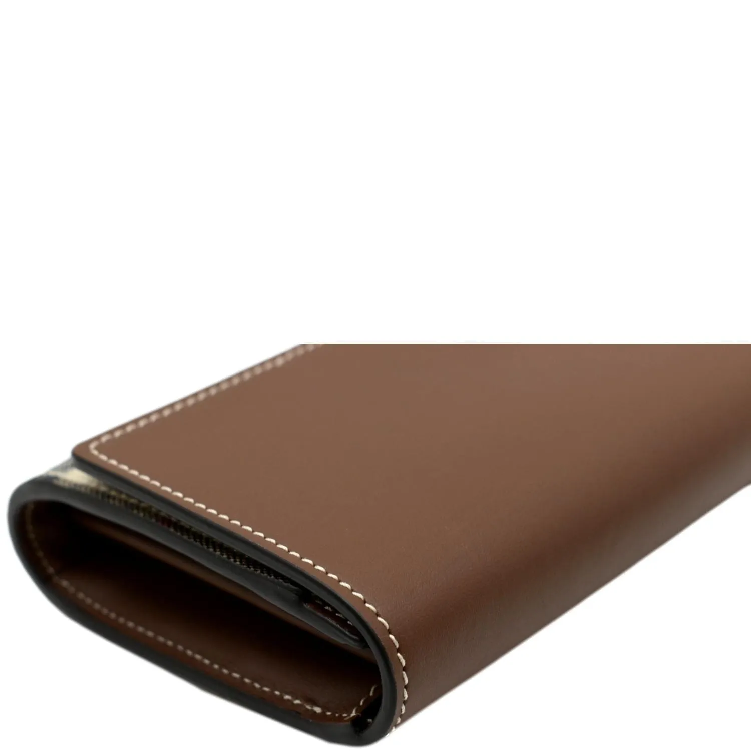 BURBERRY Continental Vintage Leather Check Wallet Brown