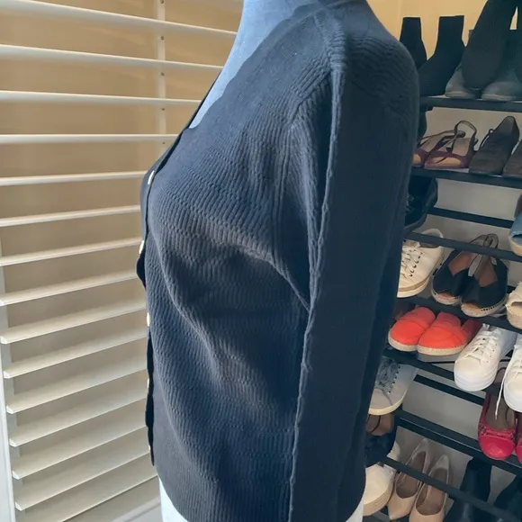 CAbi Style 4654 Treasure Cardigan Black Cotton Knit V-Neck Sweater
