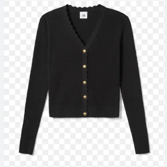 CAbi Style 4654 Treasure Cardigan Black Cotton Knit V-Neck Sweater