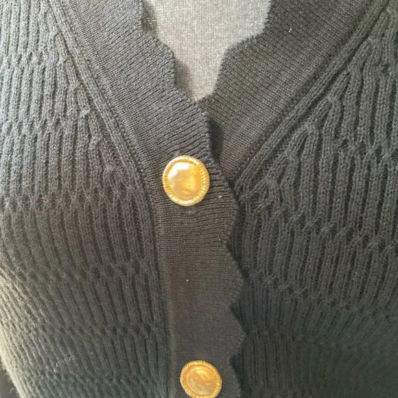 CAbi Style 4654 Treasure Cardigan Black Cotton Knit V-Neck Sweater