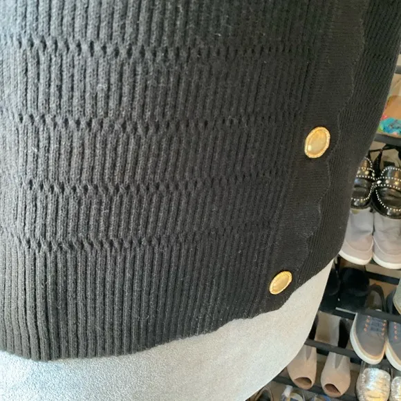 CAbi Style 4654 Treasure Cardigan Black Cotton Knit V-Neck Sweater