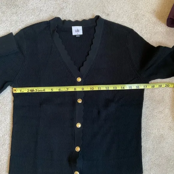 CAbi Style 4654 Treasure Cardigan Black Cotton Knit V-Neck Sweater