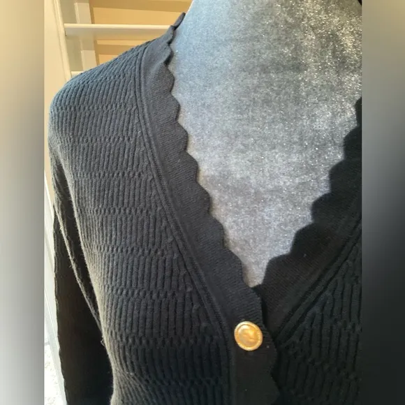 CAbi Style 4654 Treasure Cardigan Black Cotton Knit V-Neck Sweater