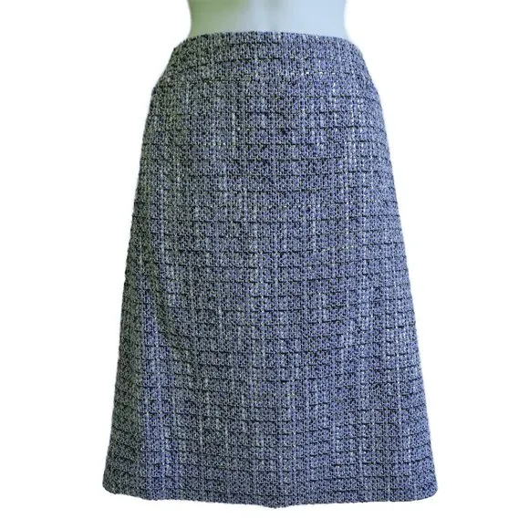 Carlisle Skirt Purple Blue Boucle Weave Career Silver Lurex Metallic Lined 8
