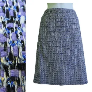 Carlisle Skirt Purple Blue Boucle Weave Career Silver Lurex Metallic Lined 8