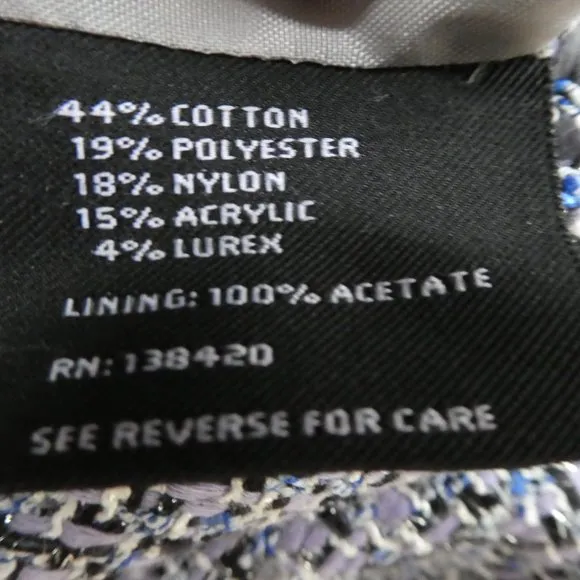 Carlisle Skirt Purple Blue Boucle Weave Career Silver Lurex Metallic Lined 8