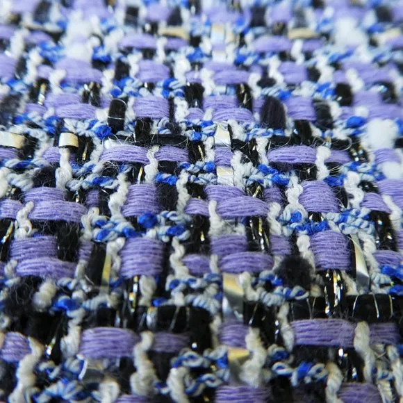 Carlisle Skirt Purple Blue Boucle Weave Career Silver Lurex Metallic Lined 8