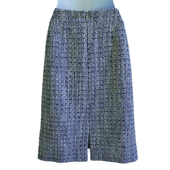 Carlisle Skirt Purple Blue Boucle Weave Career Silver Lurex Metallic Lined 8