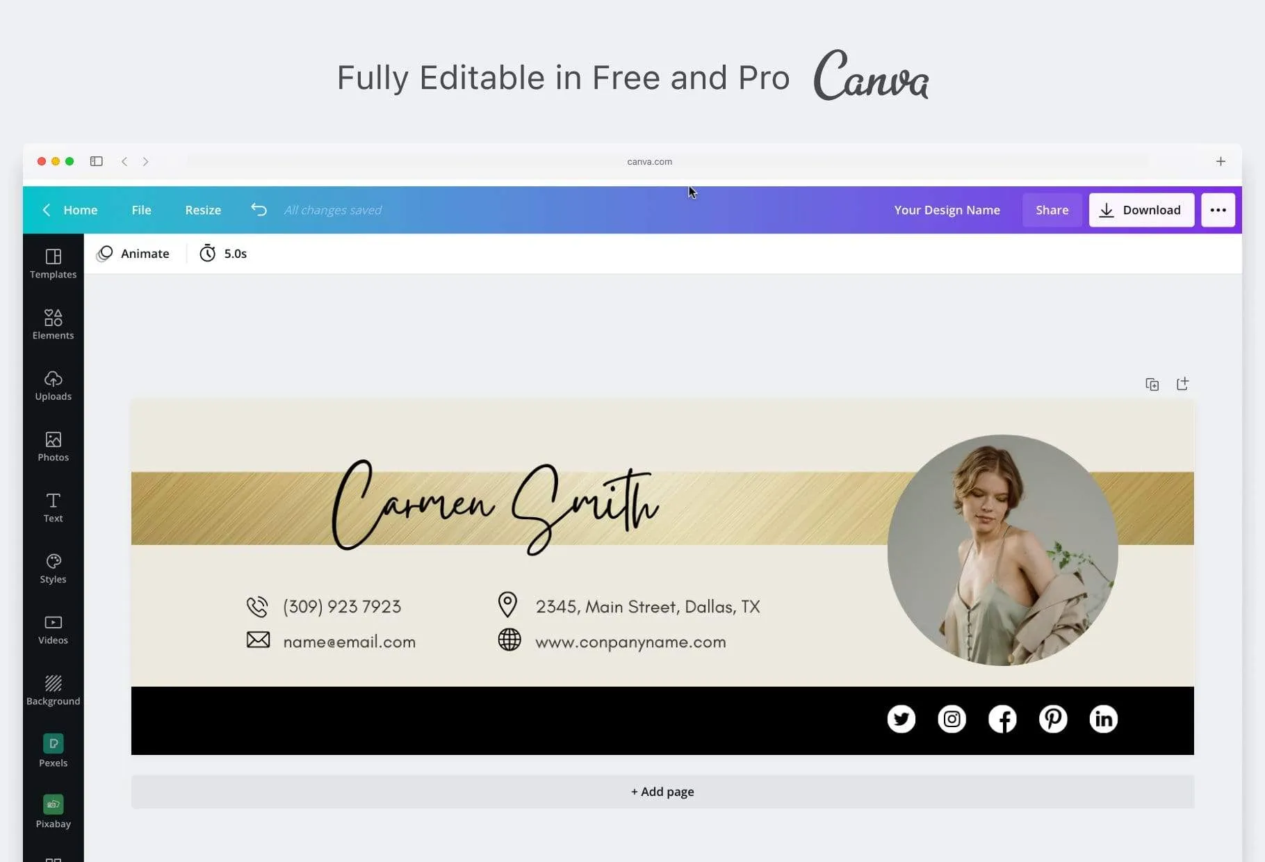 Carmen Email Signature Template Editable Canva Template Rose Gold