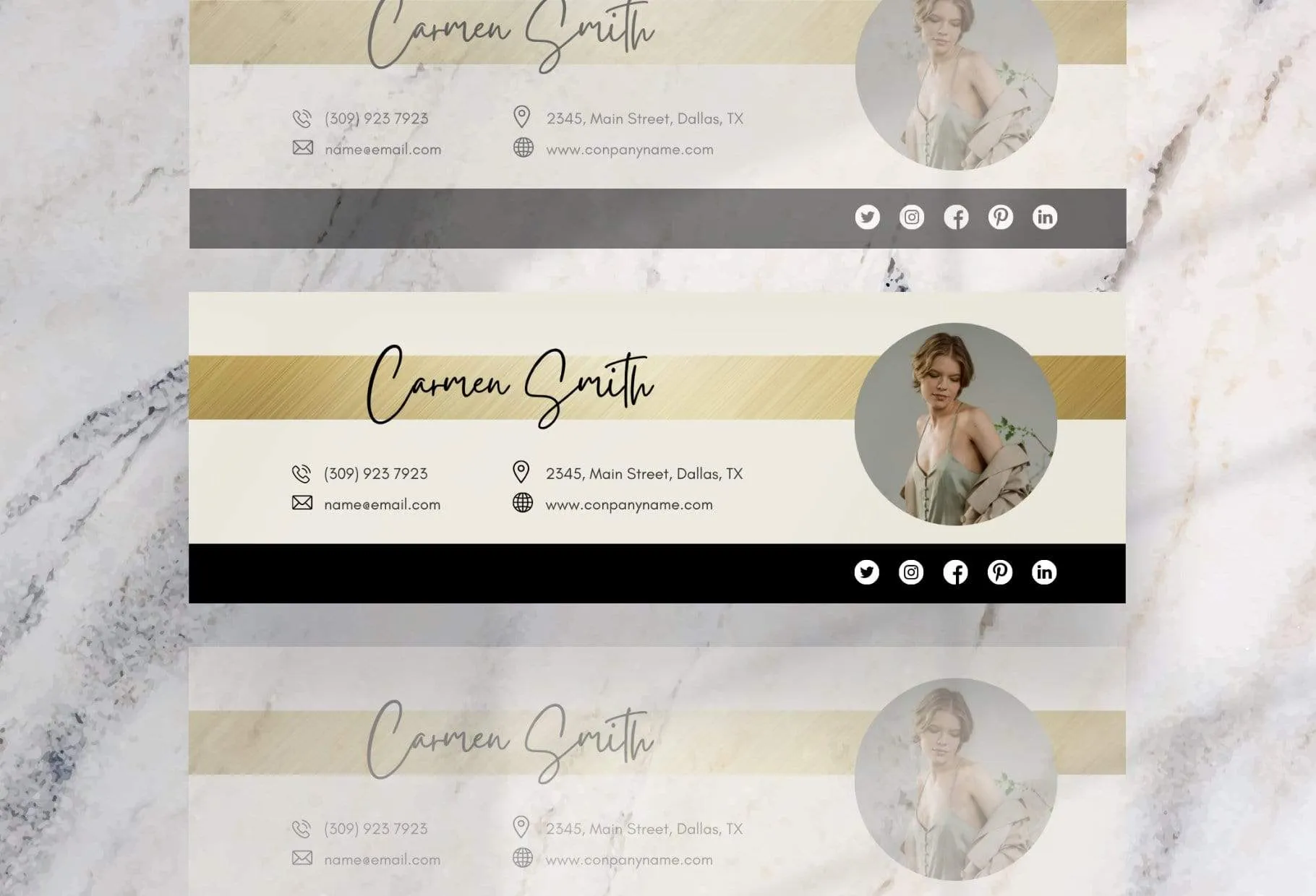 Carmen Email Signature Template Editable Canva Template Rose Gold