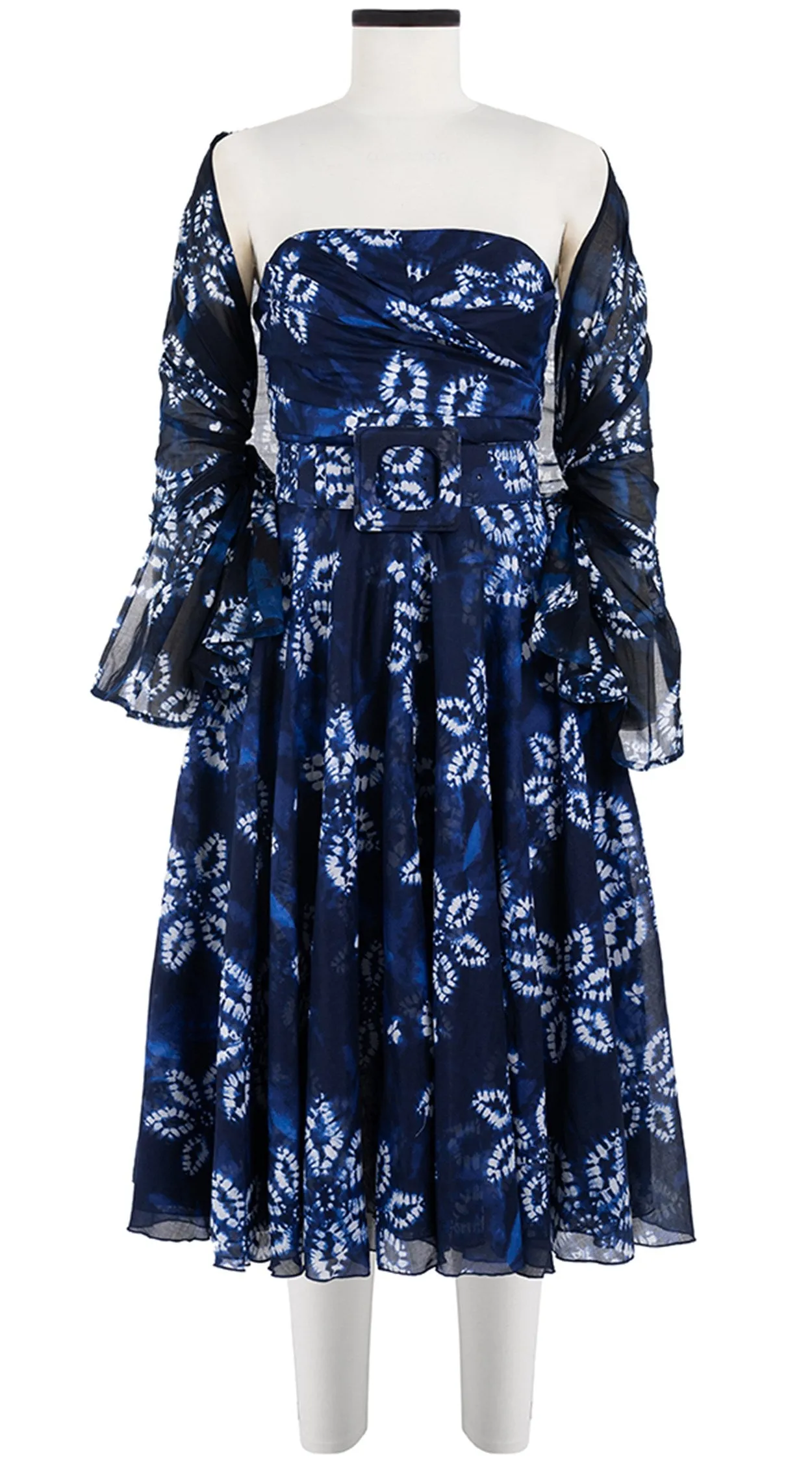 Carol Dress Tube Strapless with Hamilton Belt Long Length Cotton Musola (Shibori Octagon)