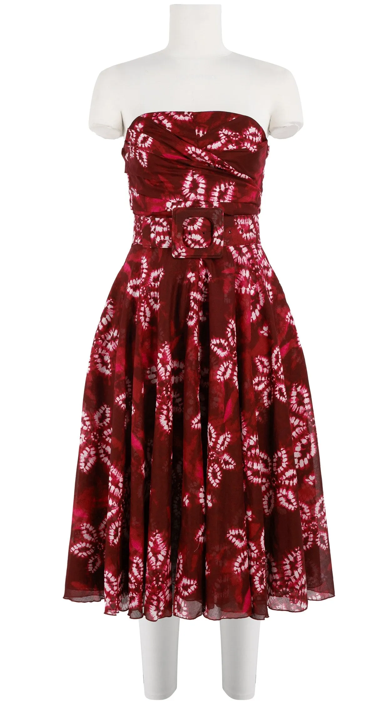 Carol Dress Tube Strapless with Hamilton Belt Long Length Cotton Musola (Shibori Octagon)