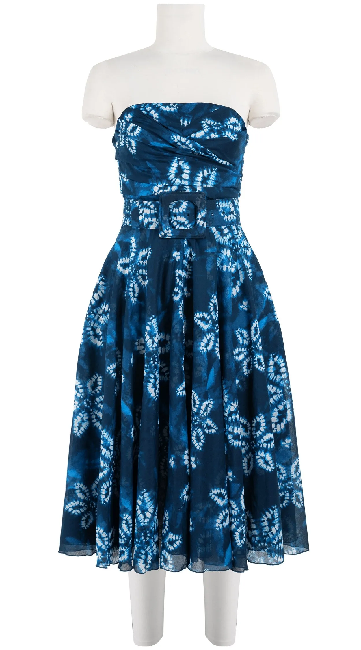 Carol Dress Tube Strapless with Hamilton Belt Long Length Cotton Musola (Shibori Octagon)