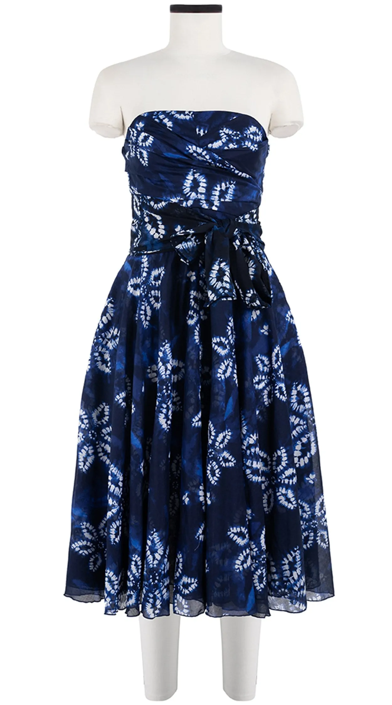 Carol Dress Tube Strapless with Hamilton Belt Long Length Cotton Musola (Shibori Octagon)