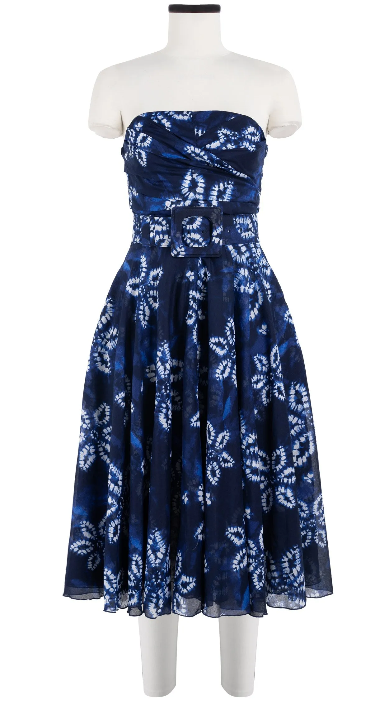 Carol Dress Tube Strapless with Hamilton Belt Long Length Cotton Musola (Shibori Octagon)
