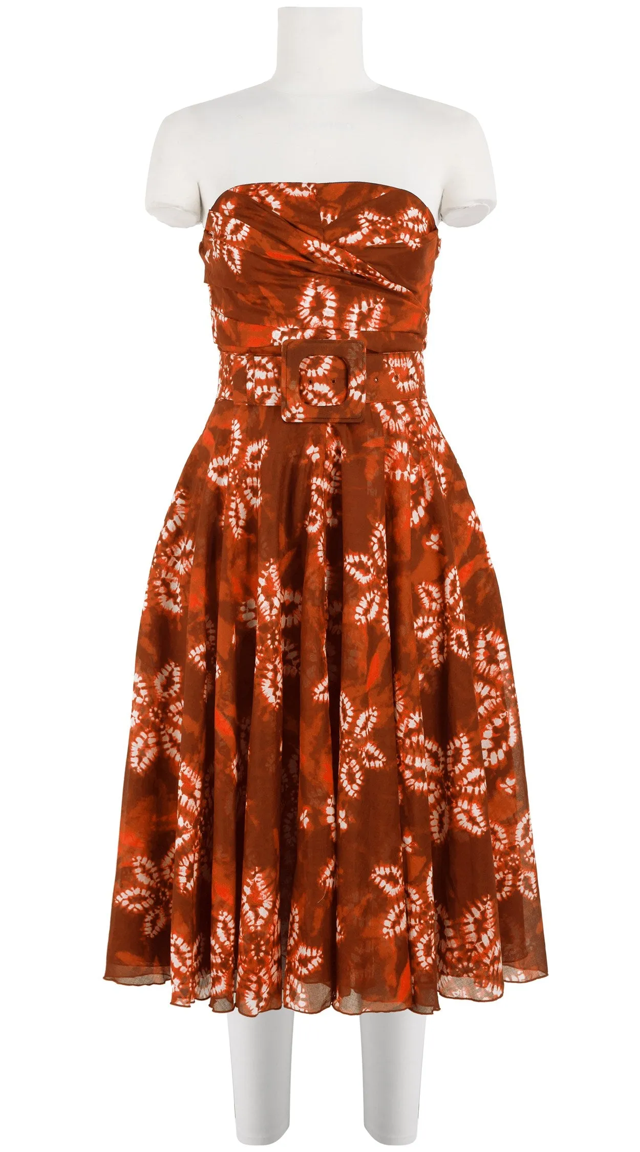 Carol Dress Tube Strapless with Hamilton Belt Long Length Cotton Musola (Shibori Octagon)