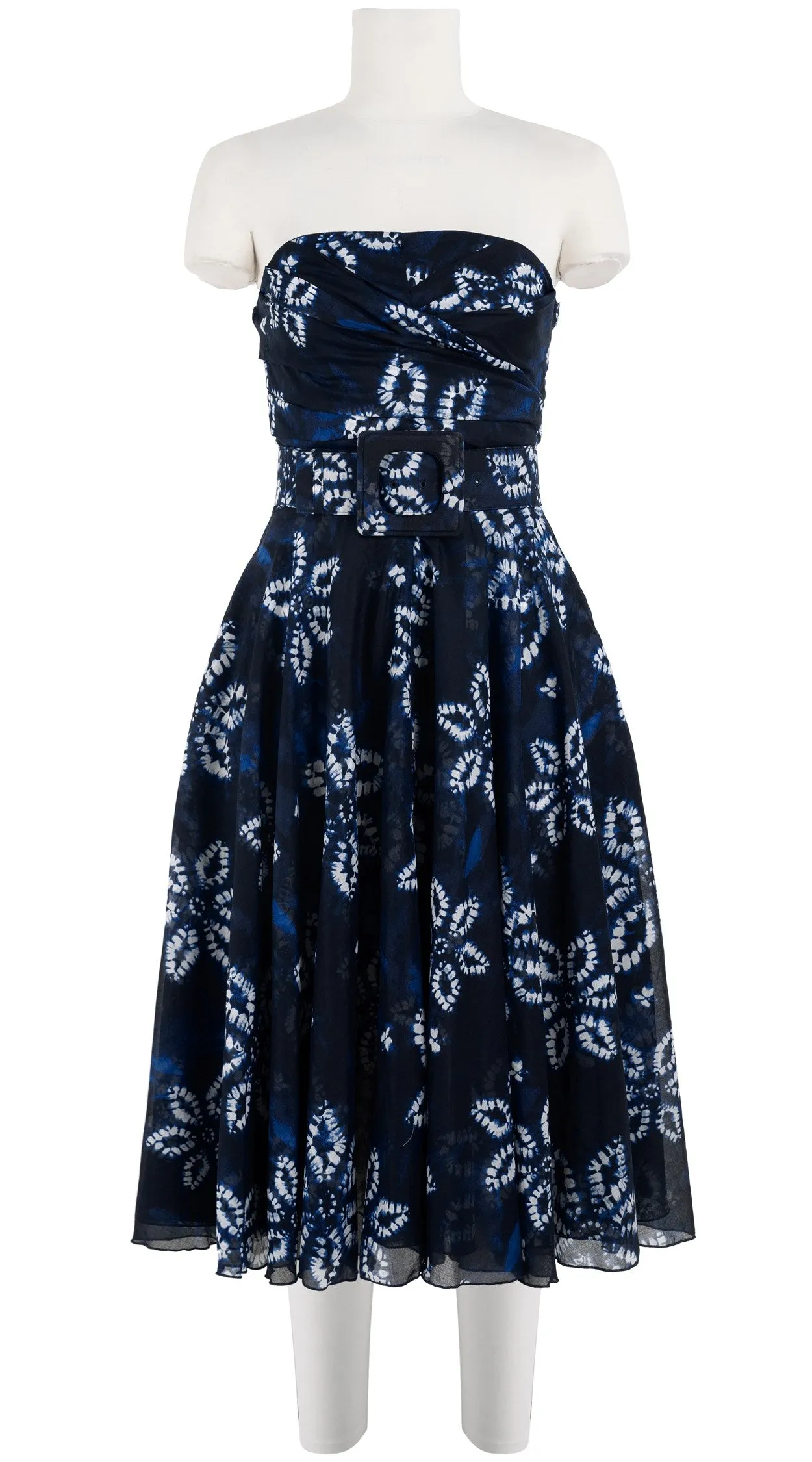 Carol Dress Tube Strapless with Hamilton Belt Long Length Cotton Musola (Shibori Octagon)