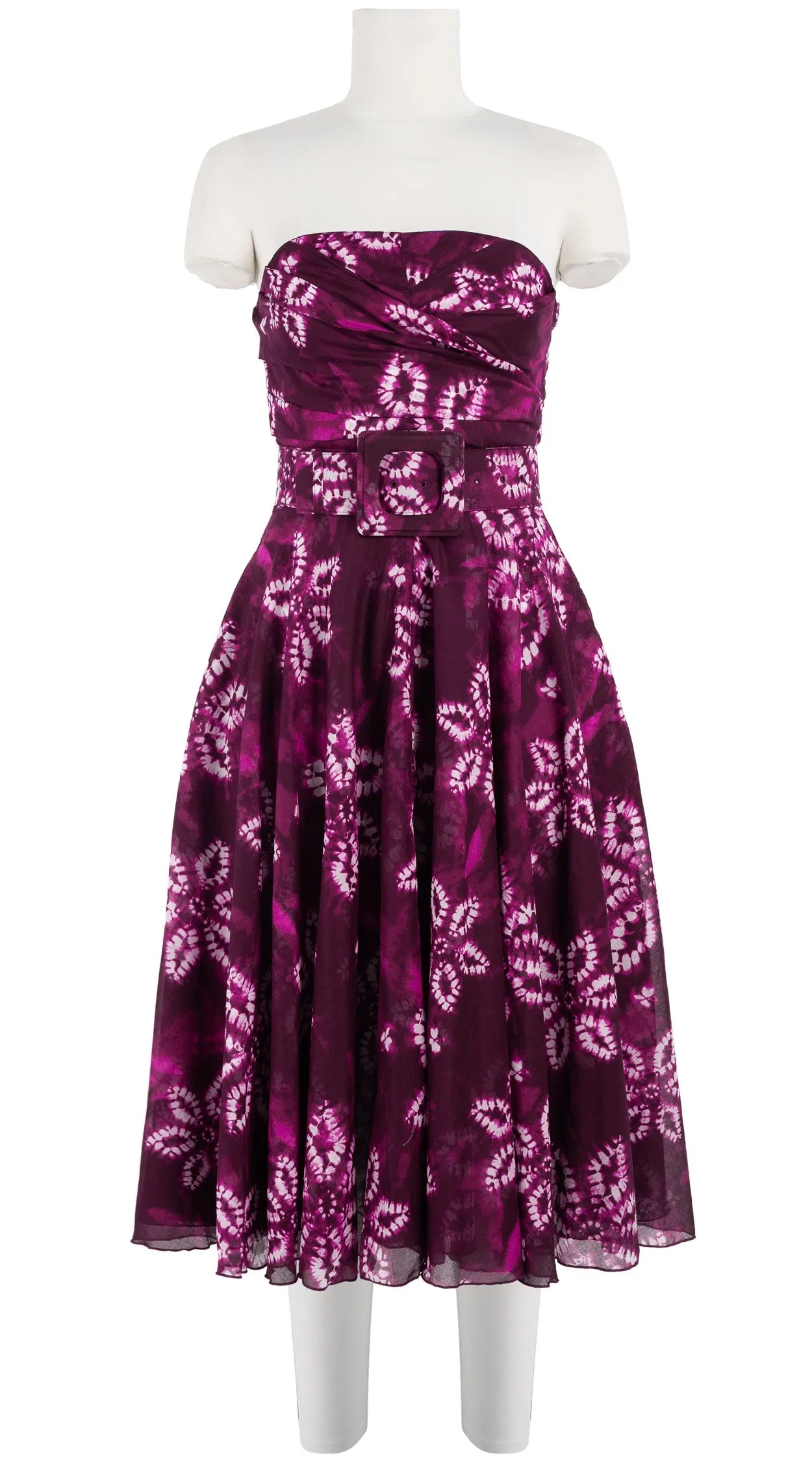Carol Dress Tube Strapless with Hamilton Belt Long Length Cotton Musola (Shibori Octagon)