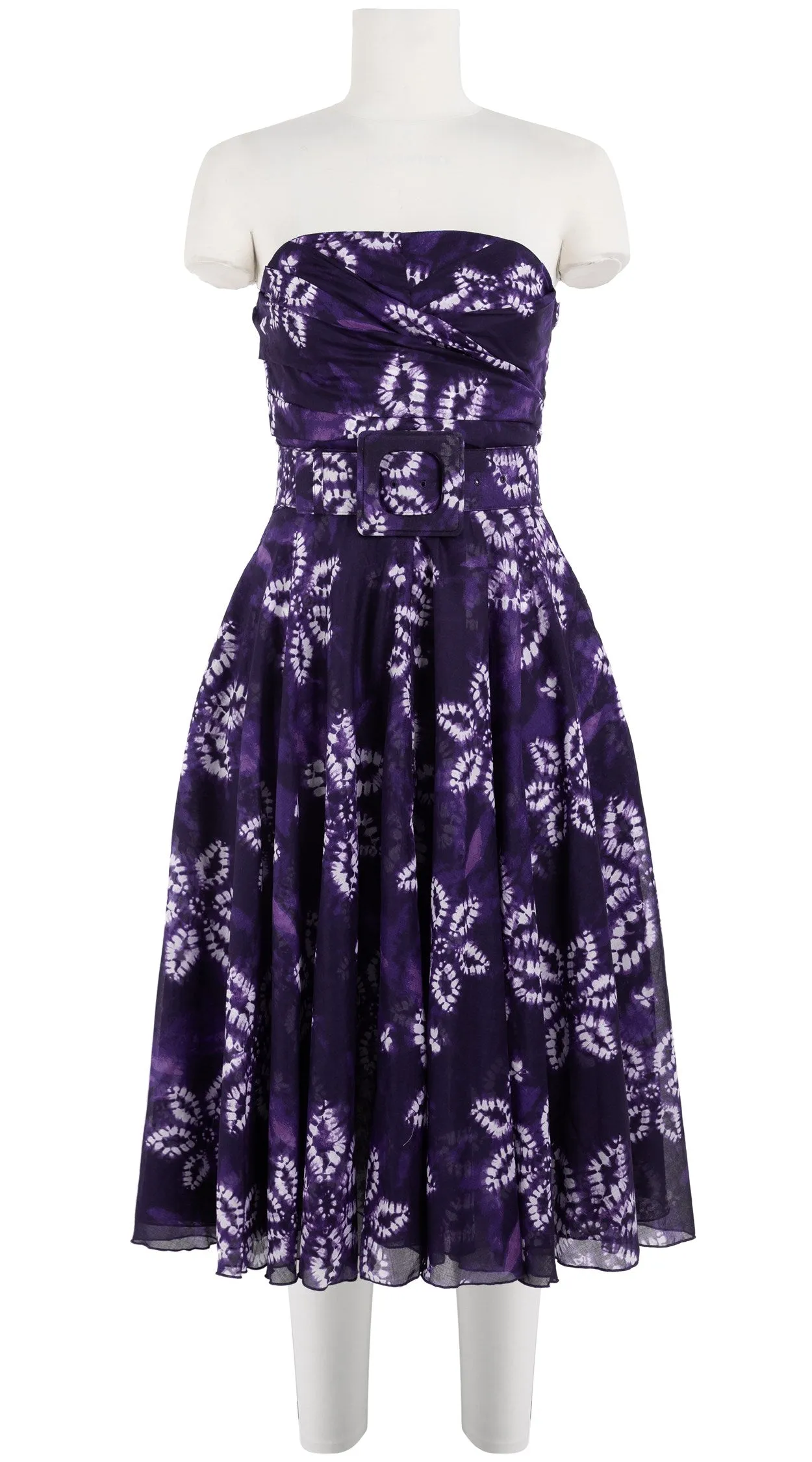 Carol Dress Tube Strapless with Hamilton Belt Long Length Cotton Musola (Shibori Octagon)