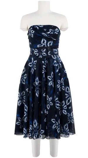 Carol Dress Tube Strapless with Hamilton Belt Long Length Cotton Musola (Shibori Octagon)