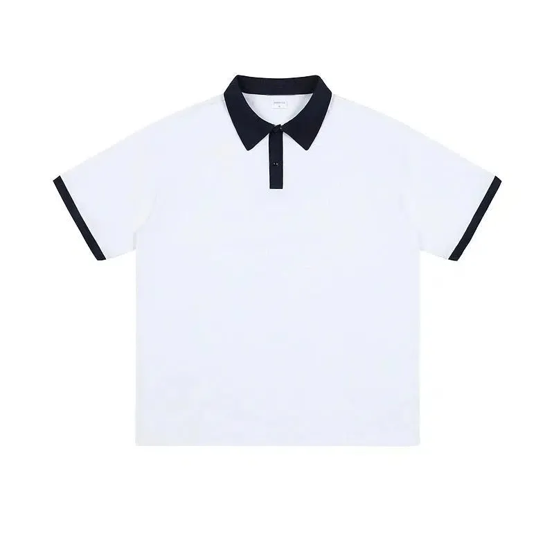 Casual Contrast-Collar Polo Shirt