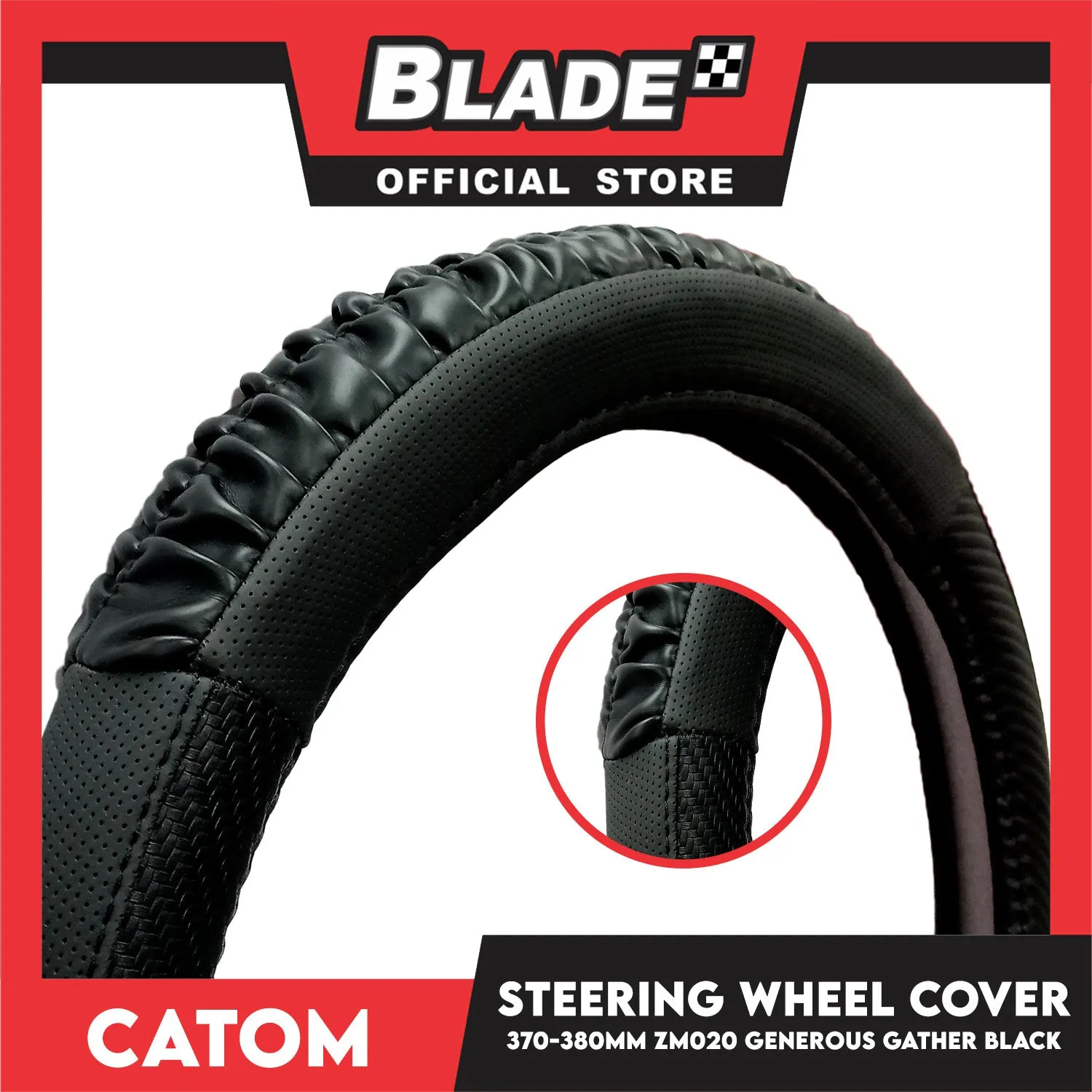Catom Steering Wheel Cover Generous Gather 370-380mm ZM020 (Black)