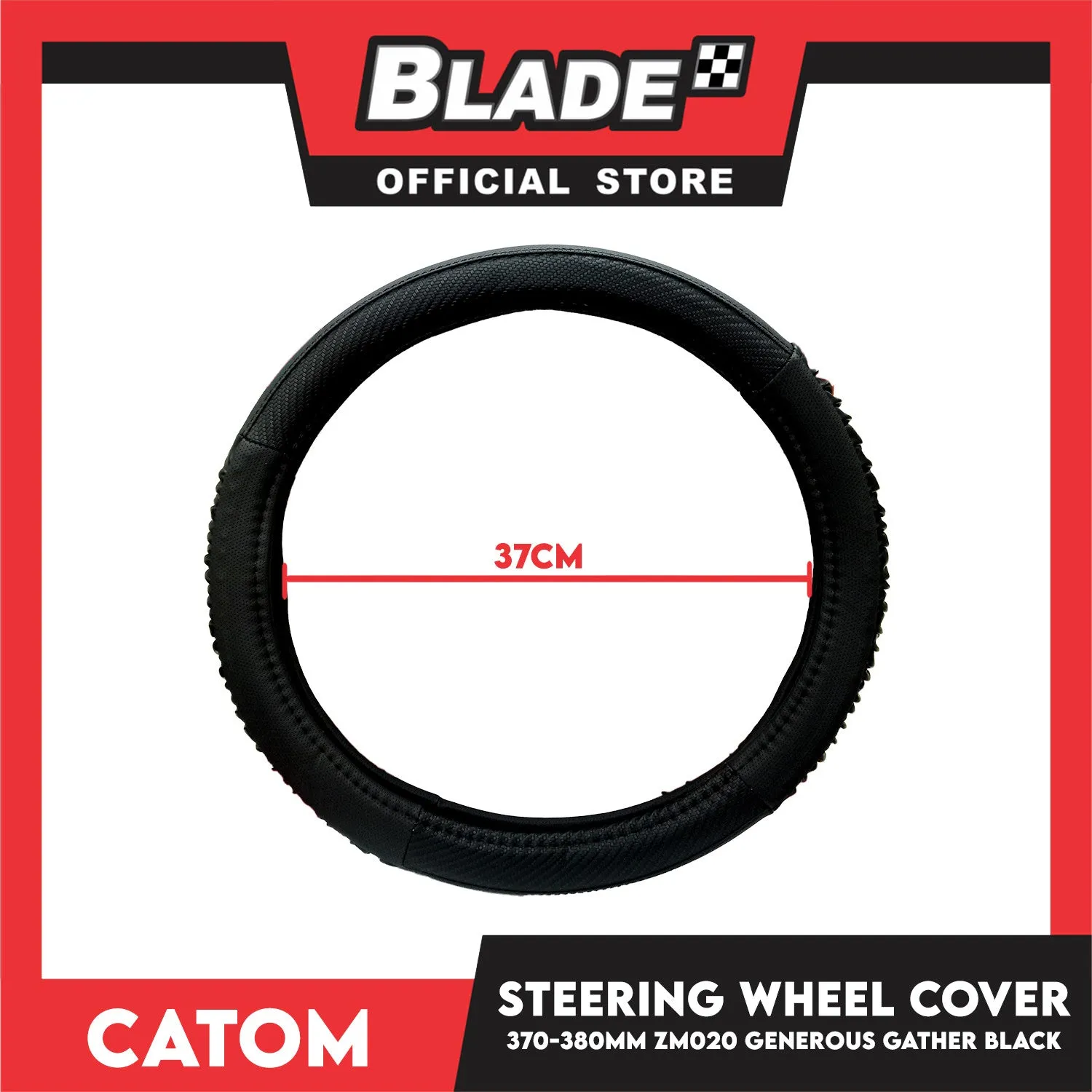 Catom Steering Wheel Cover Generous Gather 370-380mm ZM020 (Black)