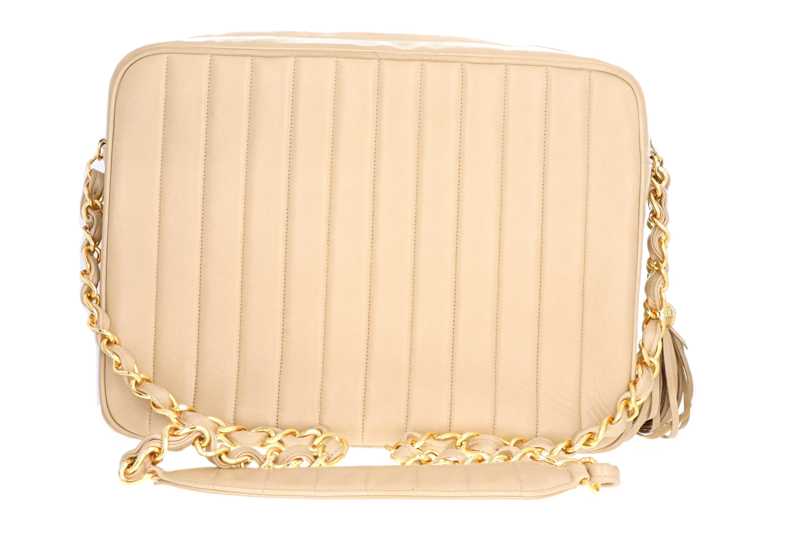 Chanel Beige Vertical Lambskin Large Camera Bag