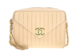 Chanel Beige Vertical Lambskin Large Camera Bag