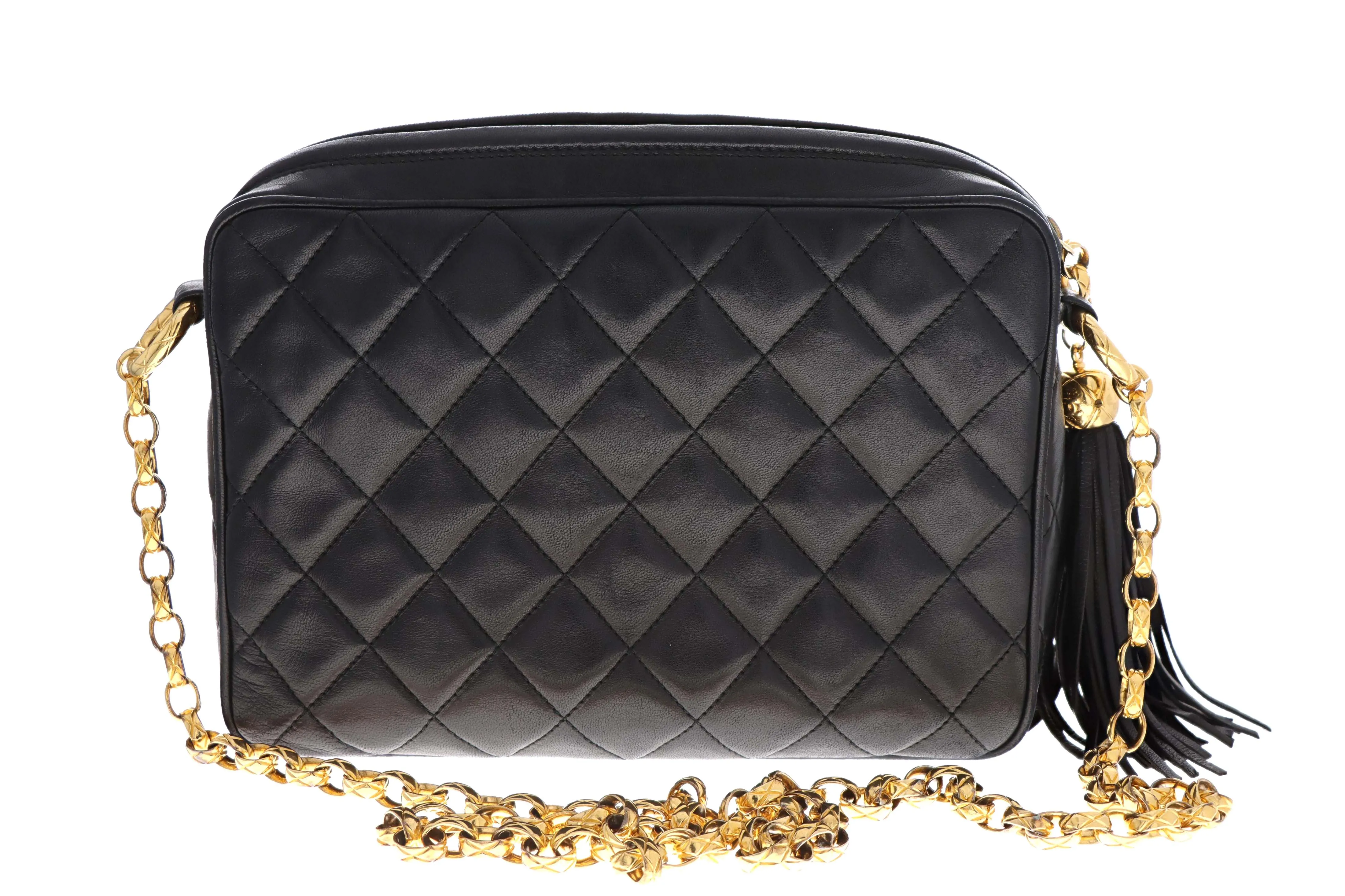 Chanel Black Lambskin Pocket Camera Bag Medium