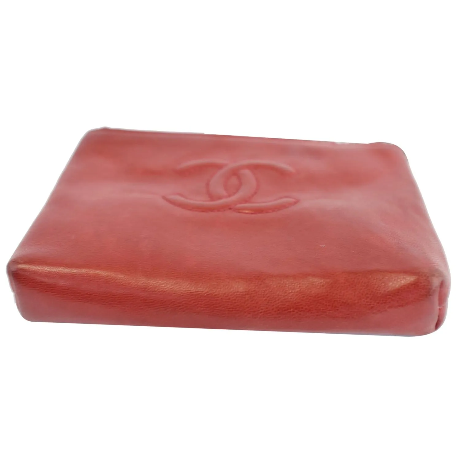 CHANEL CC Key Ring Lambskin Leather Coin Case Purse Red - Last Call