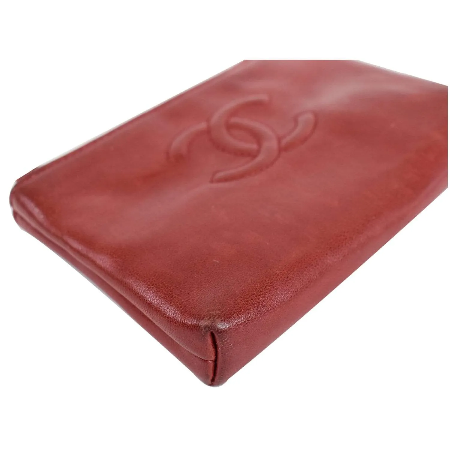 CHANEL CC Key Ring Lambskin Leather Coin Case Purse Red - Last Call