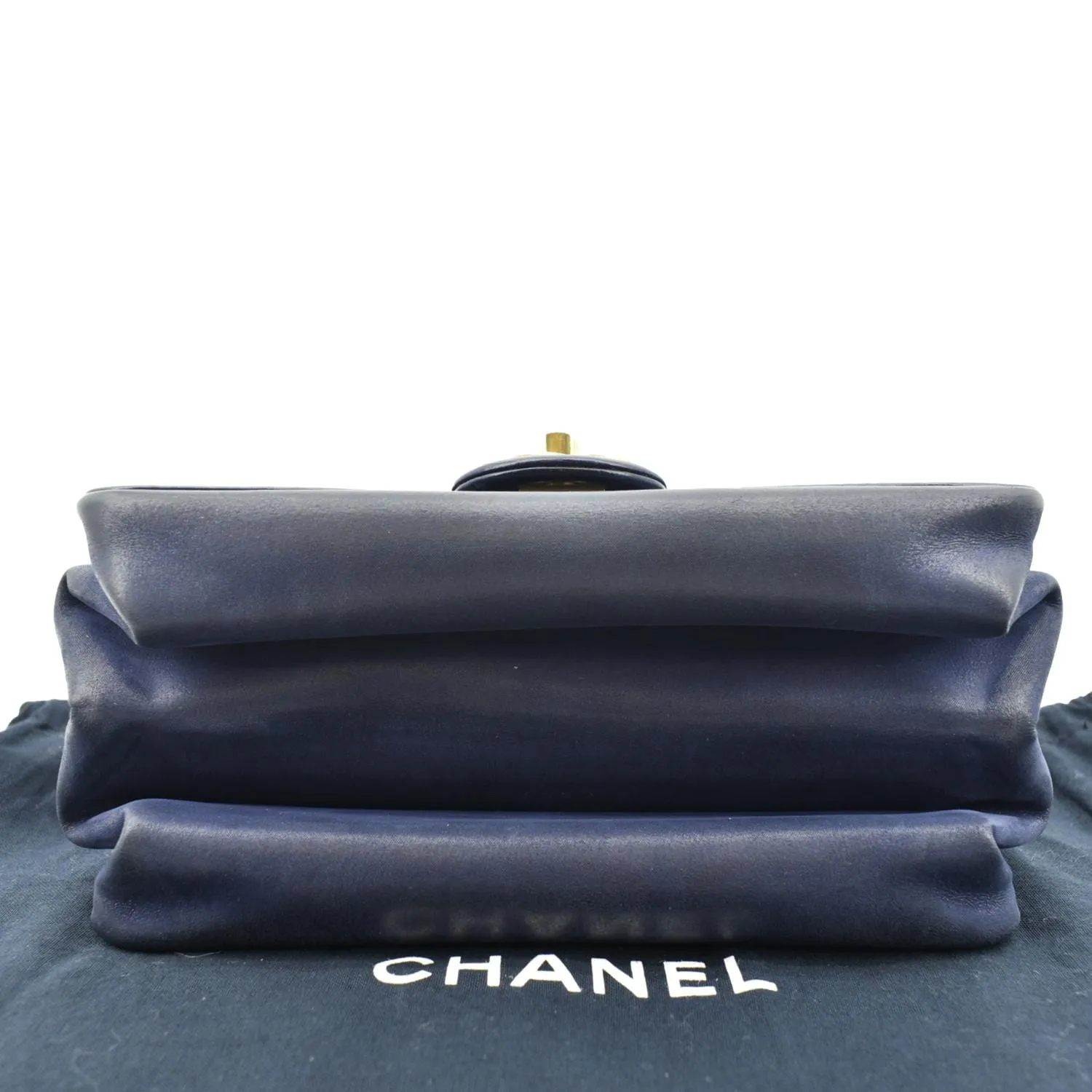 CHANEL Chain Handle CC Flap Quilted Leather Shoulder Bag Blue