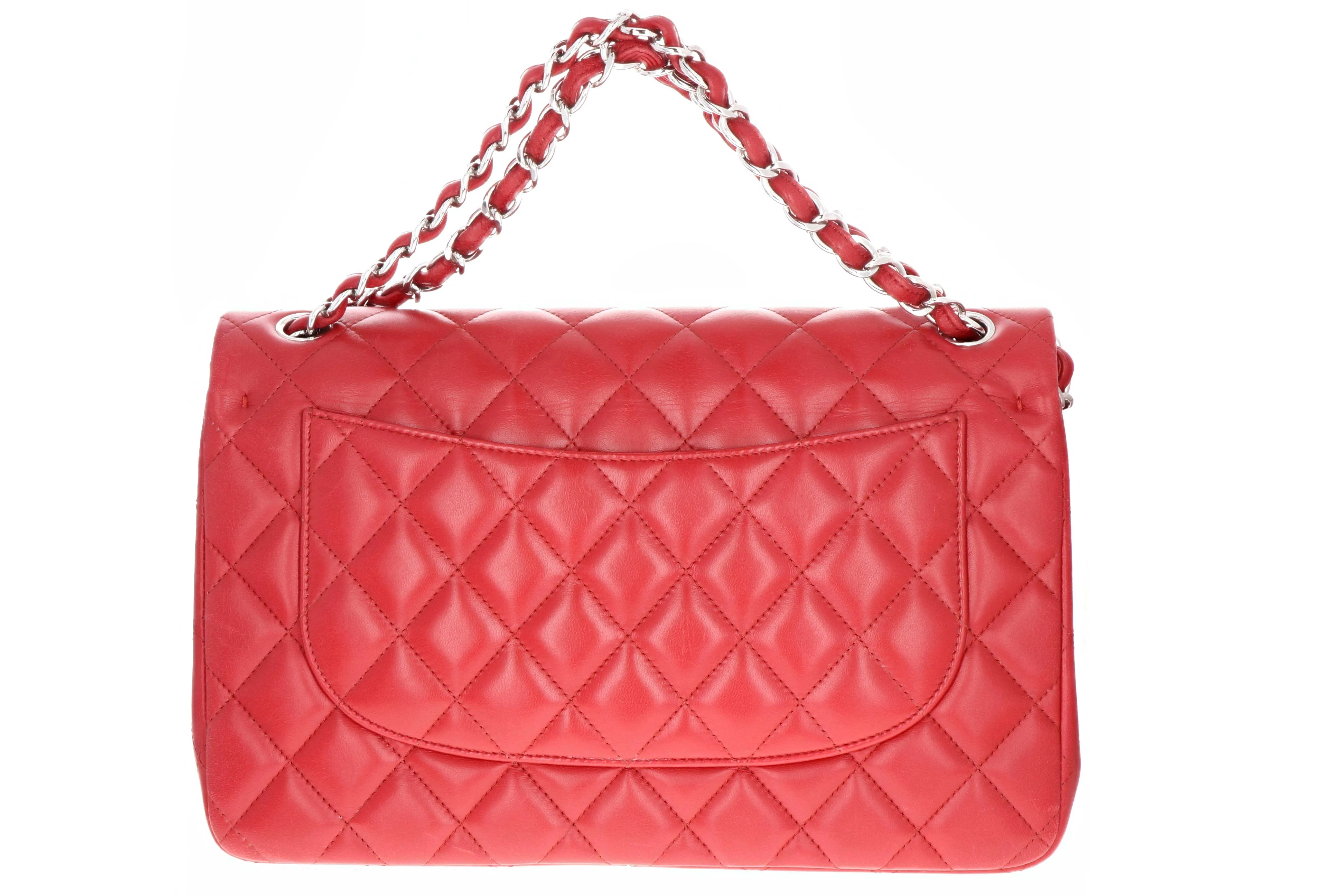 Chanel Classic Jumbo Double Flap Bag Red Lambskin Leather