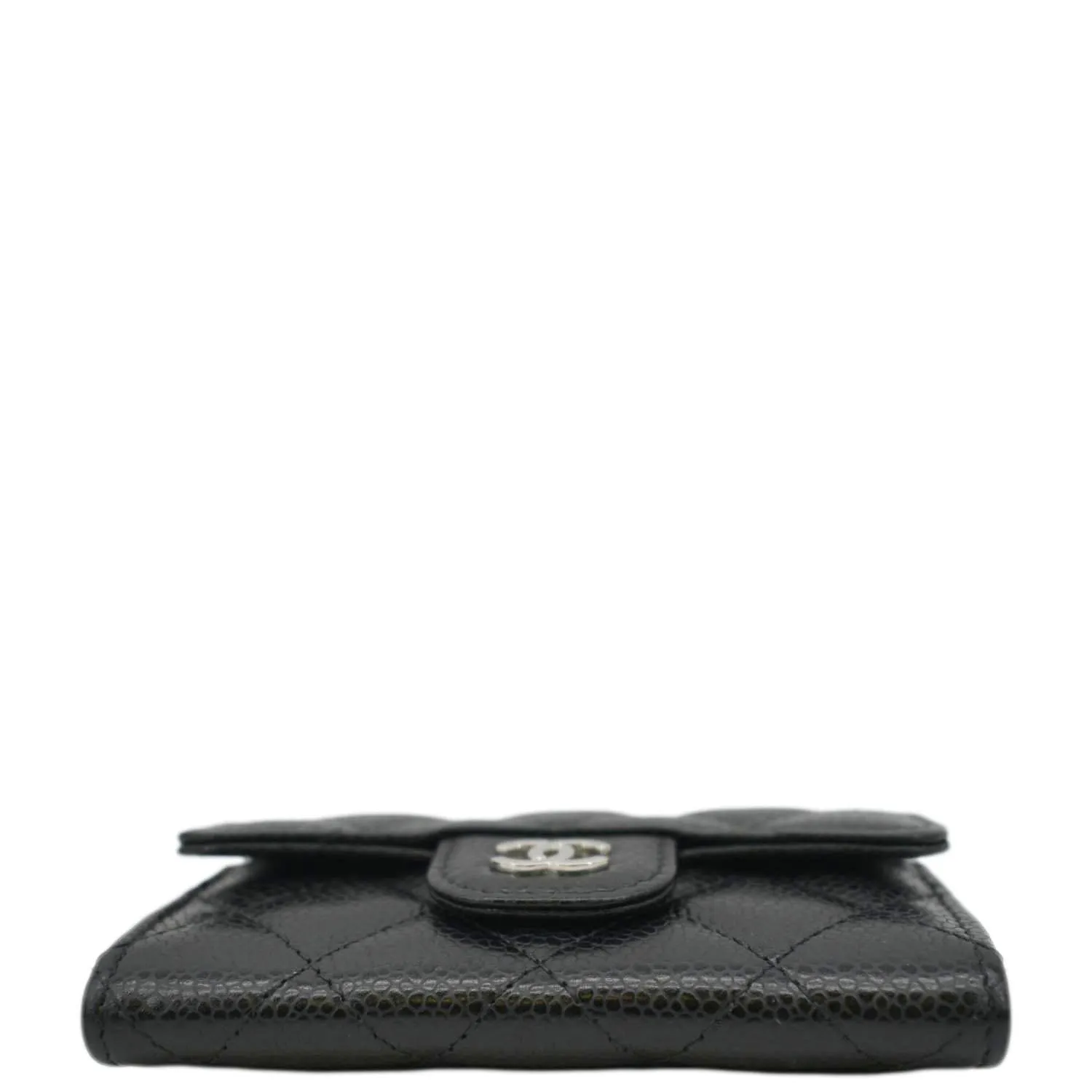 CHANEL Flap Quilted Caviar Leather Card Holder Black