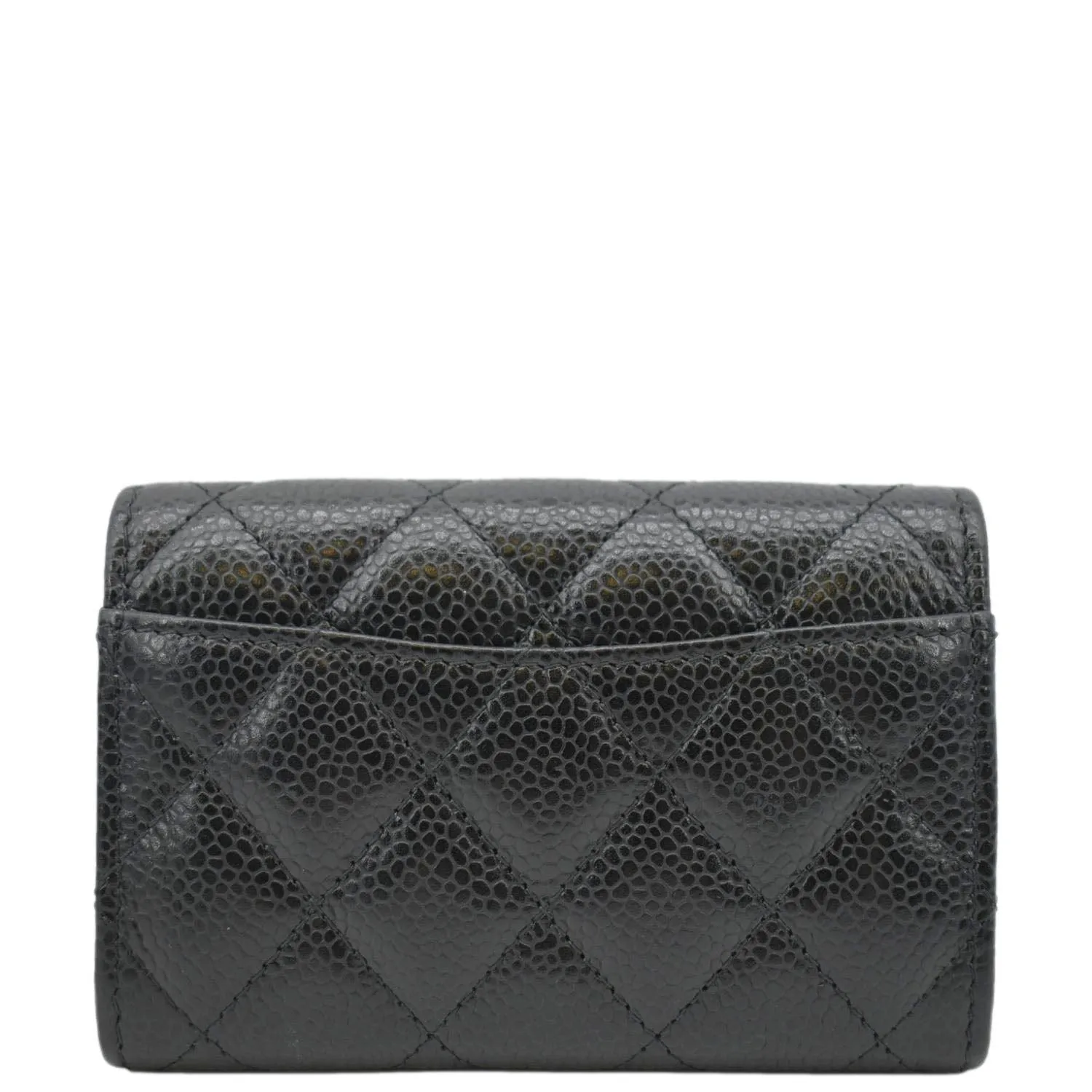 CHANEL Flap Quilted Caviar Leather Card Holder Black