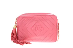 Chanel Pink Lambskin Diamond "CC" Camera Bag Medium
