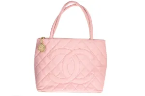 Chanel Pink Quilted Caviar Medallion Tote