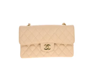 Chanel Rare Vintage Beige Caviar Double Flap Bag Small