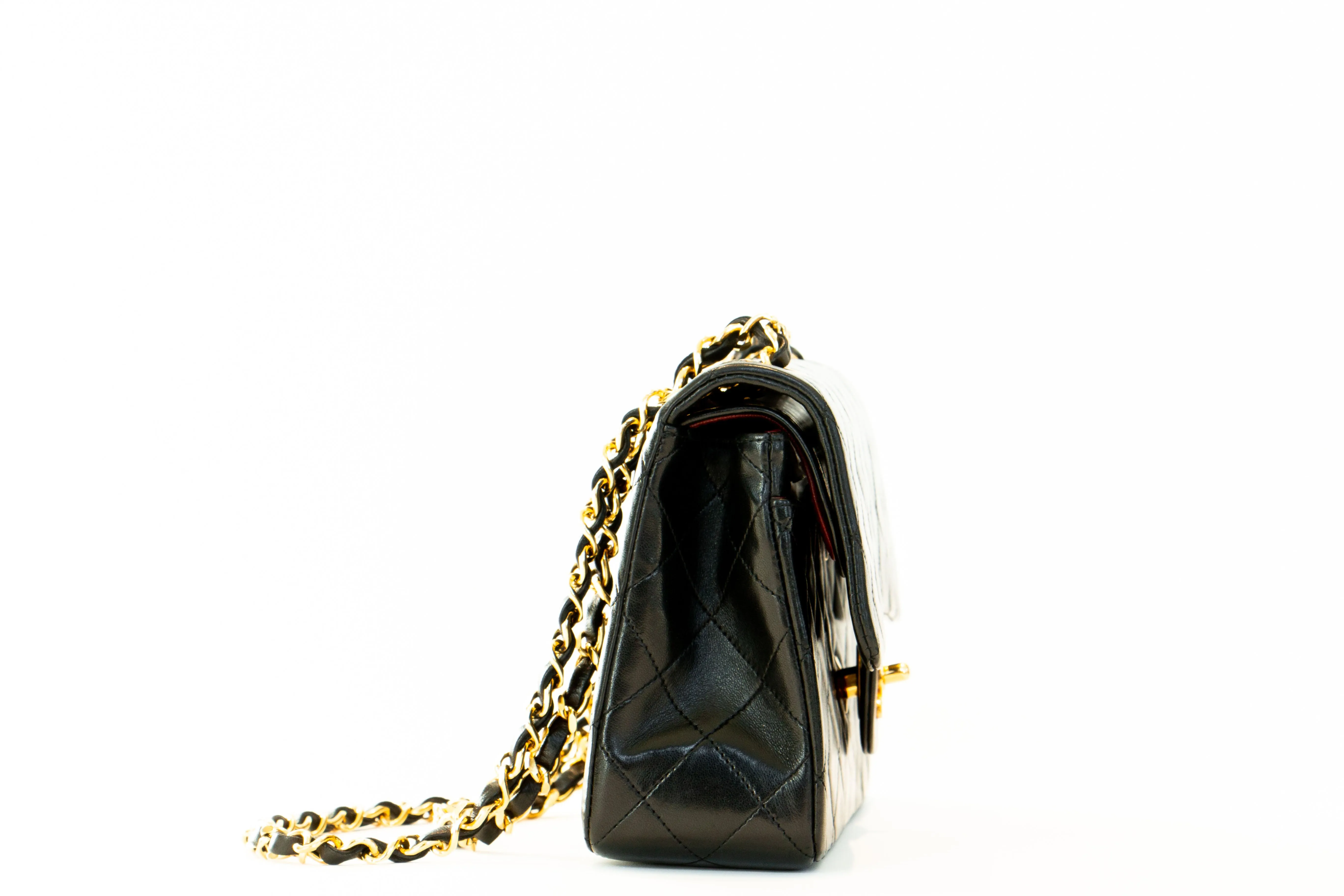 Chanel Vintage Lambskin Small Classic Double Flap Bag Black