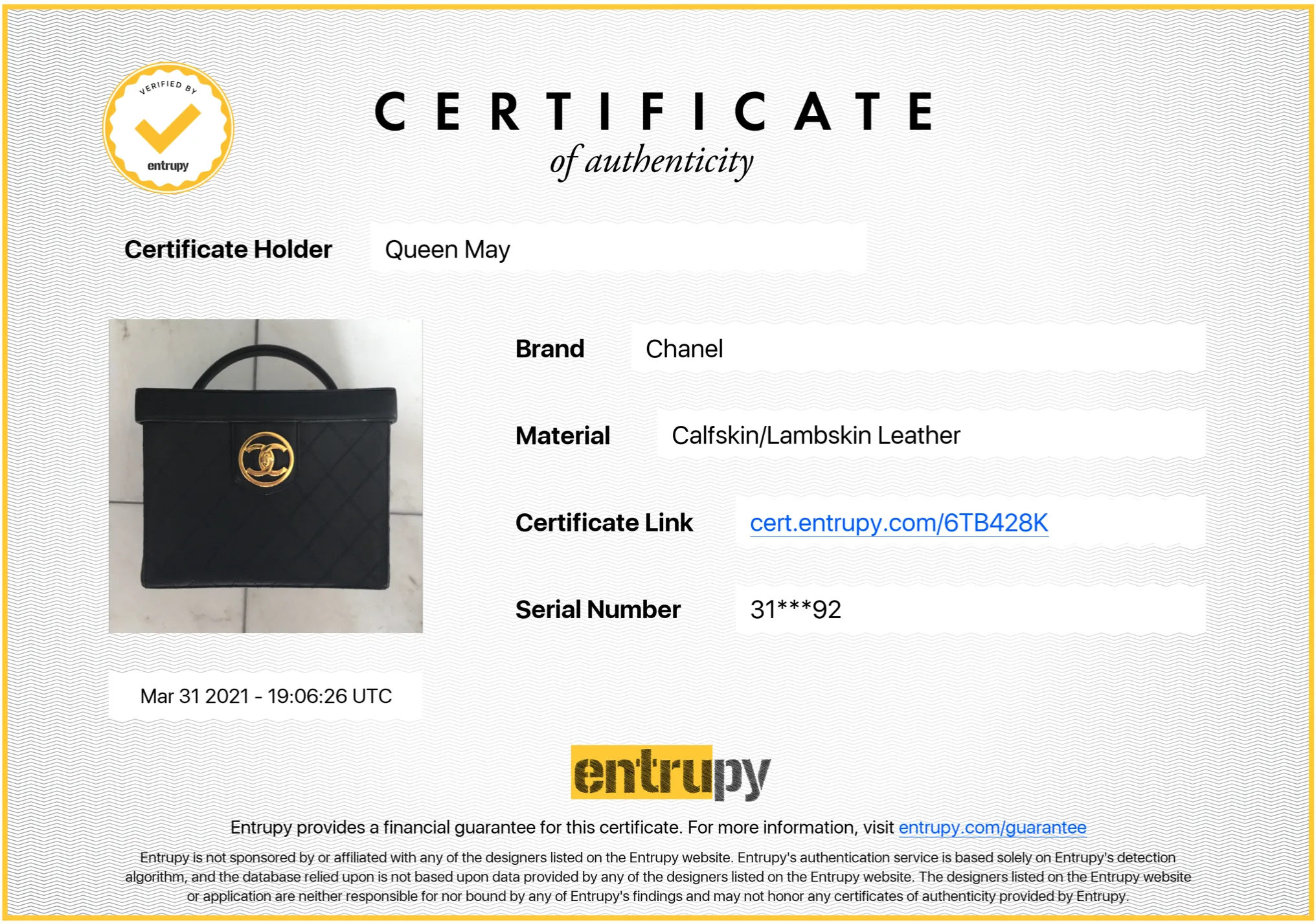 Chanel Vintage Lambskin Vanity Case