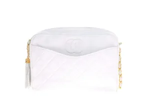 Chanel White Lambskin Pocket Camera Bag Medium