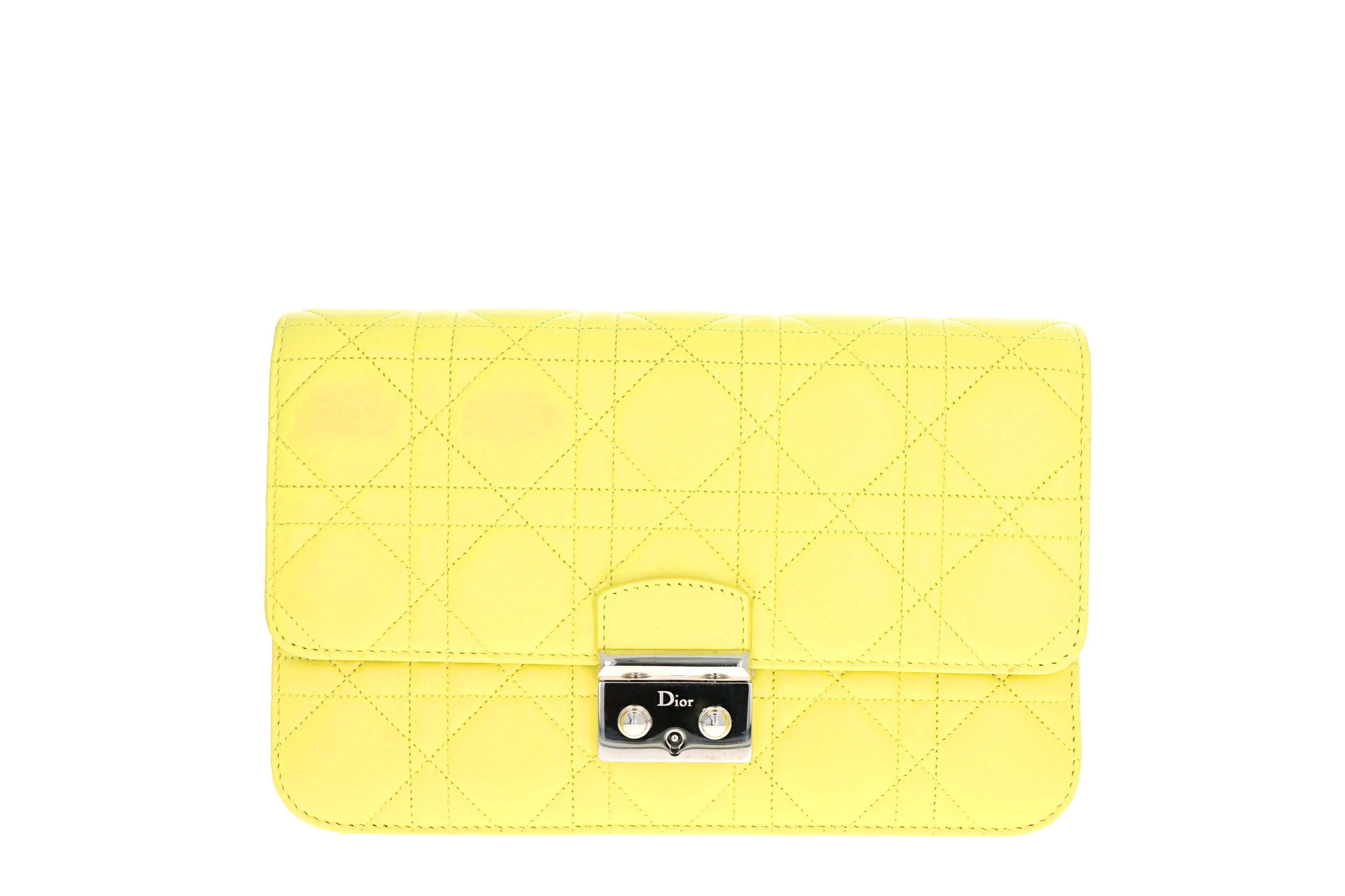 Christian Dior Cannage Quilted Leather Wallet On A Chain Bag