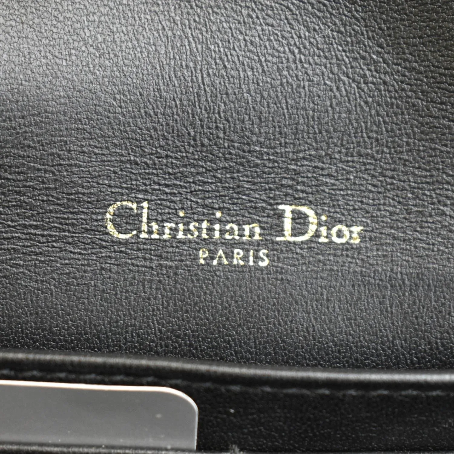 CHRISTIAN DIOR Lady Dior Leather Shoulder Chain Wallet Black